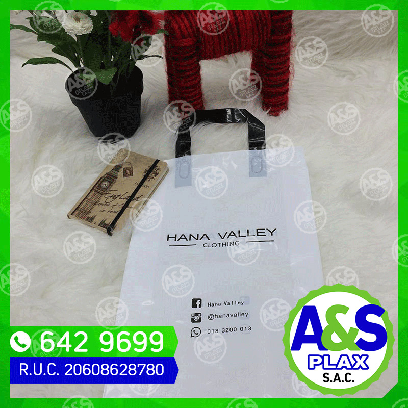 Bolsas de plástico con asa lazo personalizables